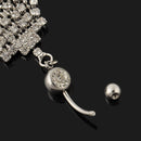 Navel Belly Body Piercing Jewelry Crystal Tassel Chain Dangle Button Ring Bar
