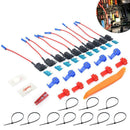 10 Pack 12V Medium Size Car Add-a-circuit Fuse Adapter with 15A Fuses+Clip
