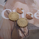 Fashion Women Handmade Wooden Straw Weave Drop Dangle Earrings JewelryATAUBD3C