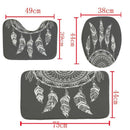 4Pcs Home Bathroom Decor Set Bohemian Style Feather Pattern Toilet Seat Cov