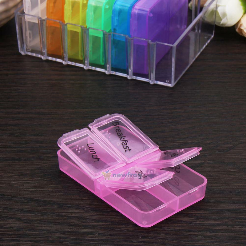 SN9F 7Days Weekly 28 Cells Travel Medicine Box Pill Case Storage With Printed Br
