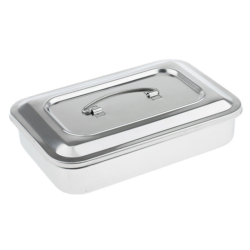 9'' Stainless Steel Instrument Tray & Lid Medical  Storage Box Case