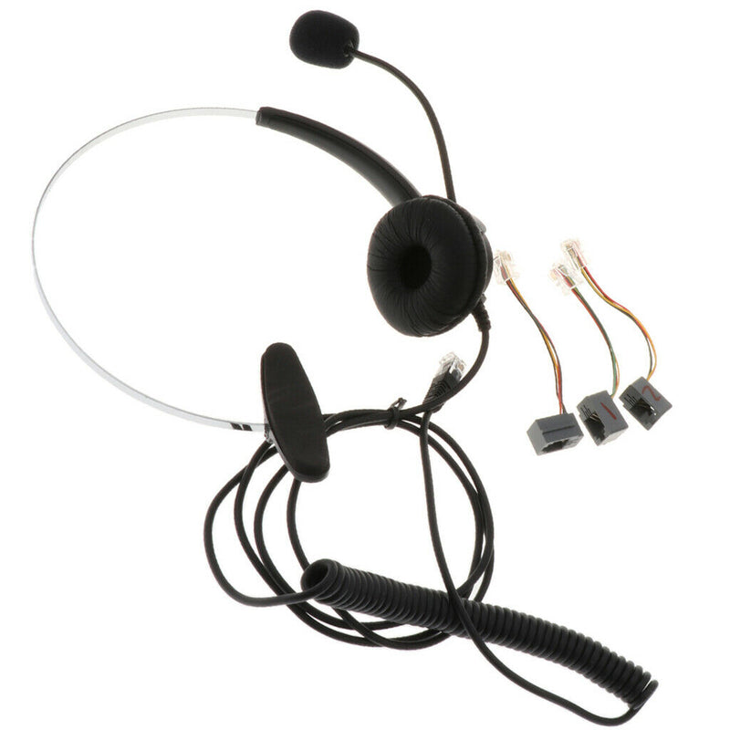 2 Pack Hands-Free Call Center Noise Cancelling Corded Monaural Headset Headphone