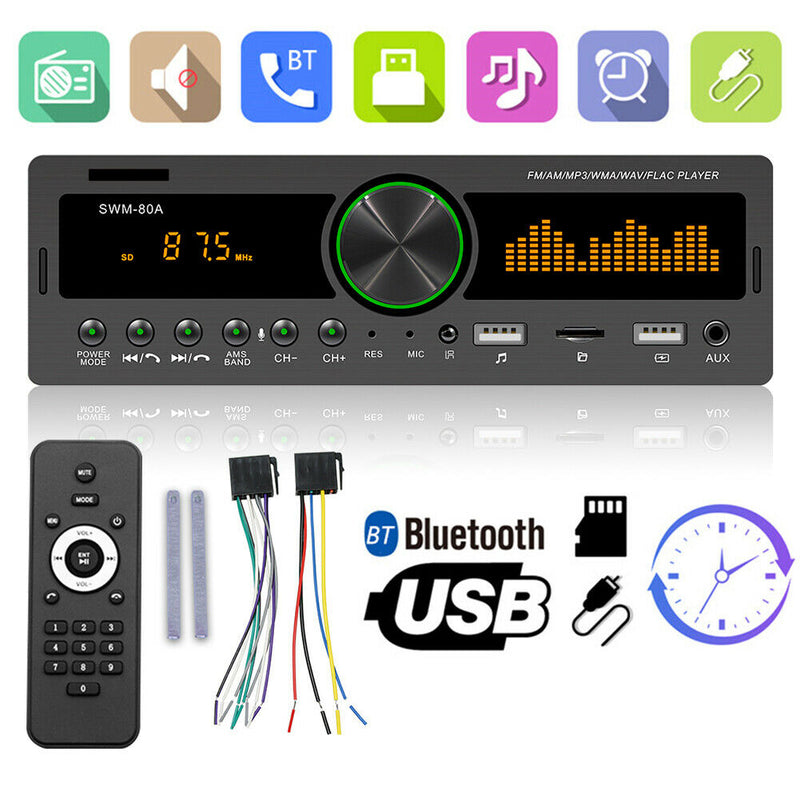 SWM-80A 1 DIN Car Radio Audio Copy Bluetooth TF USB AUX-Input Head Unit