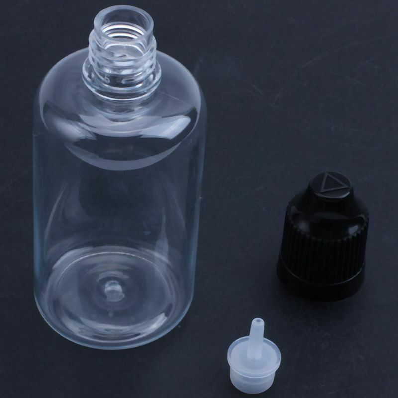 10 Pcs 50ML Empty Dropper Bottles Liquid Needle Tip Cap PET Black B5F8