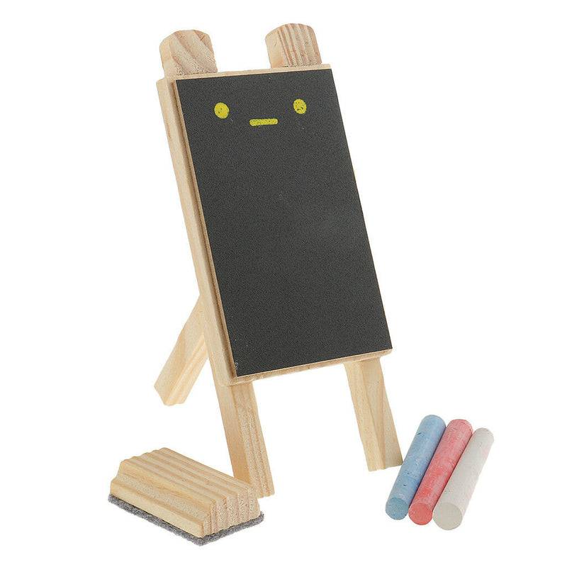 1 Set Wood Framed Erasable Chalkboard Sign Tabletop Easel Memo Message Board