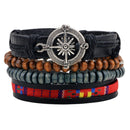Unisex European Fashion Multicircle Woven Compass Wooden Beads Bracelet