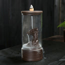 Backflow Incense Burner With Acrylic Protective Cover Ceramic Dragon Incens