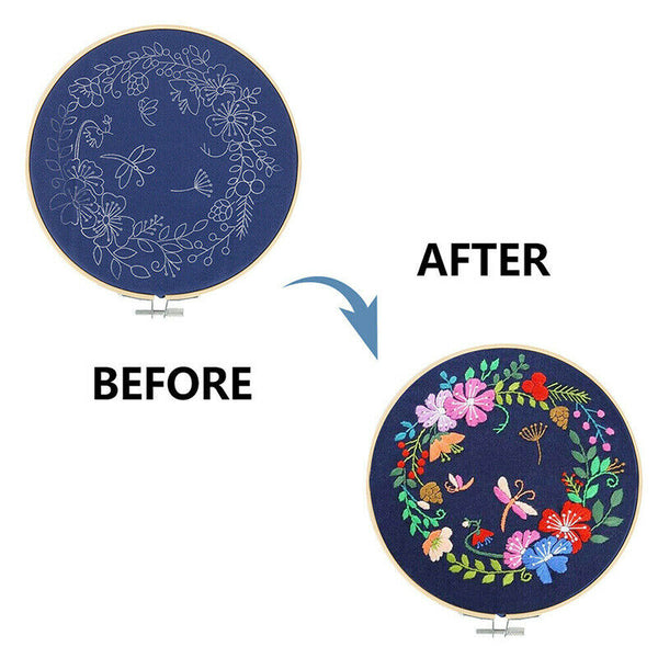 1 set Embroidery Hanging Picture Beginners Starter Kit Cross Stitch with Hoop