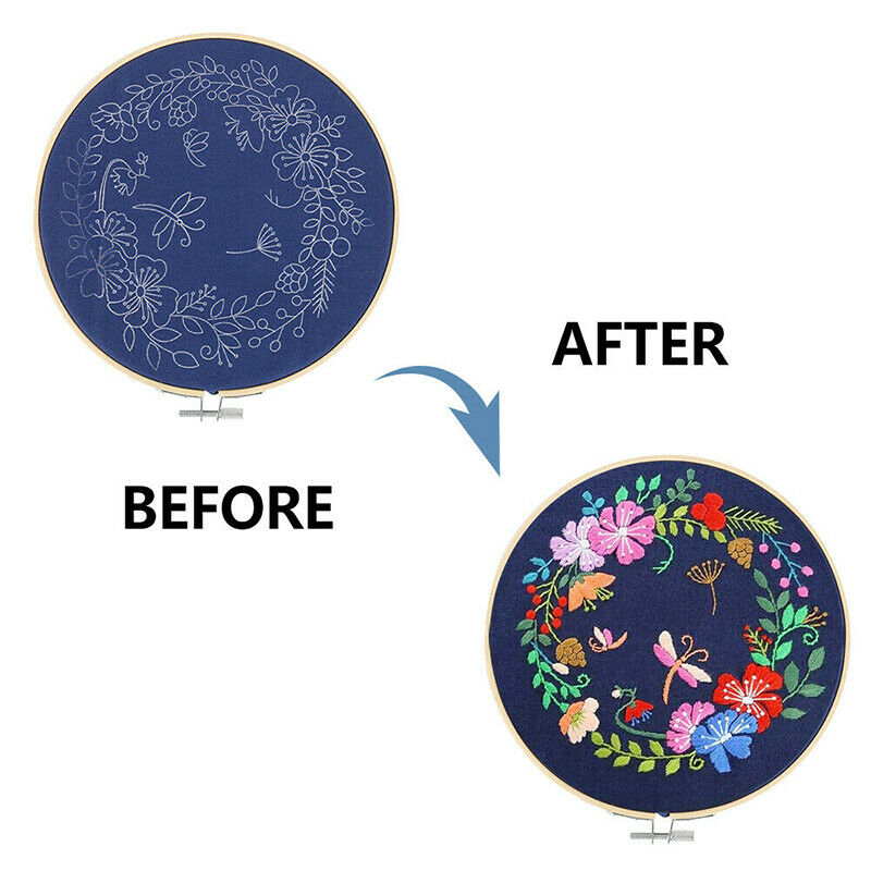 1 set Embroidery Hanging Picture Beginners Starter Kit Cross Stitch with Hoop