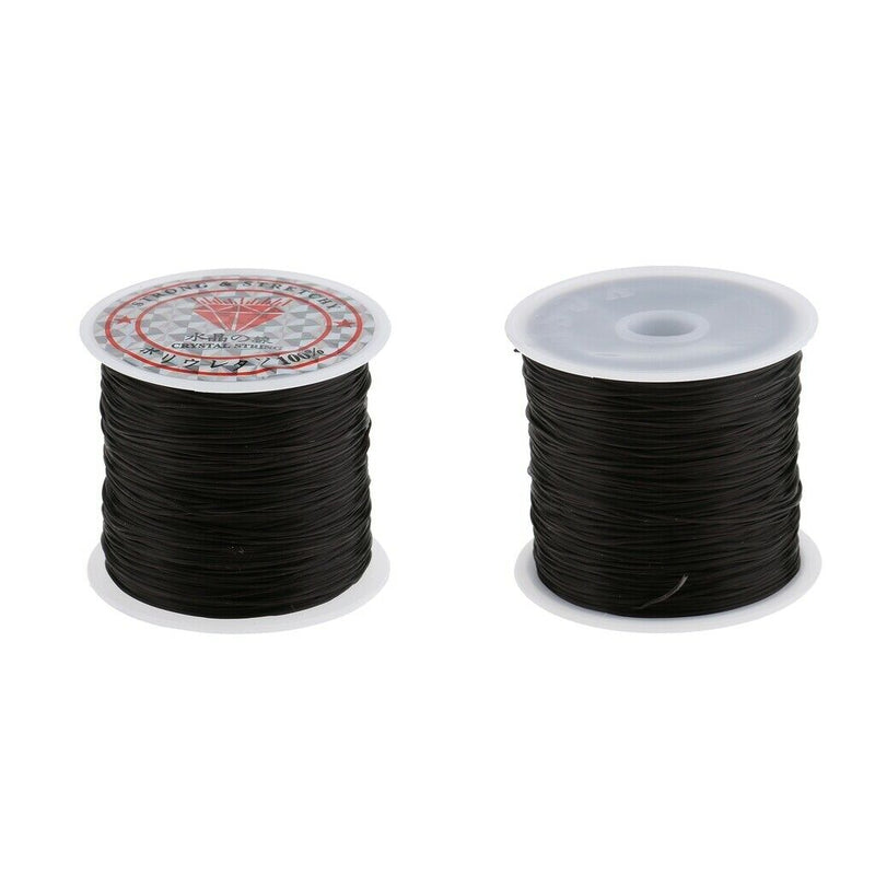 2 Rolls 60M Elastic Black Salon Hair Weave Sew Decoration Thread for Wig Weft