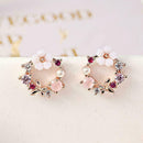 1pair Women's Crystal Rhinestone Flower Dangle Stud Earrings Jewelry