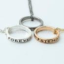 3 PCS Engraved Alloy Best Friends Pendant Friendship Forever Necklace Charm