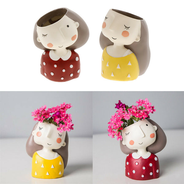 2Pcs Mini Ceramic Plants Pot Flower Vase Planter Container for Bonsai with Cute