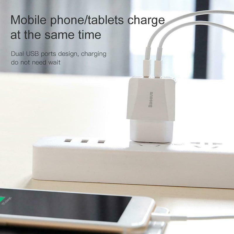 Baseus Dual USB Charger Mobile Phone EU Charger Plug 2.1A Travel Adapter