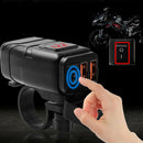 Motorcycle Handlebar Dual USB QC 3.0 Phone Charger with Red Digital Voltmeter