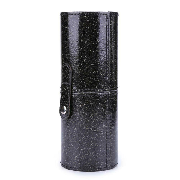 Portable PU Leather Cosmetic Storage Box Makeup Pen Brush Cup (S Black) A#S