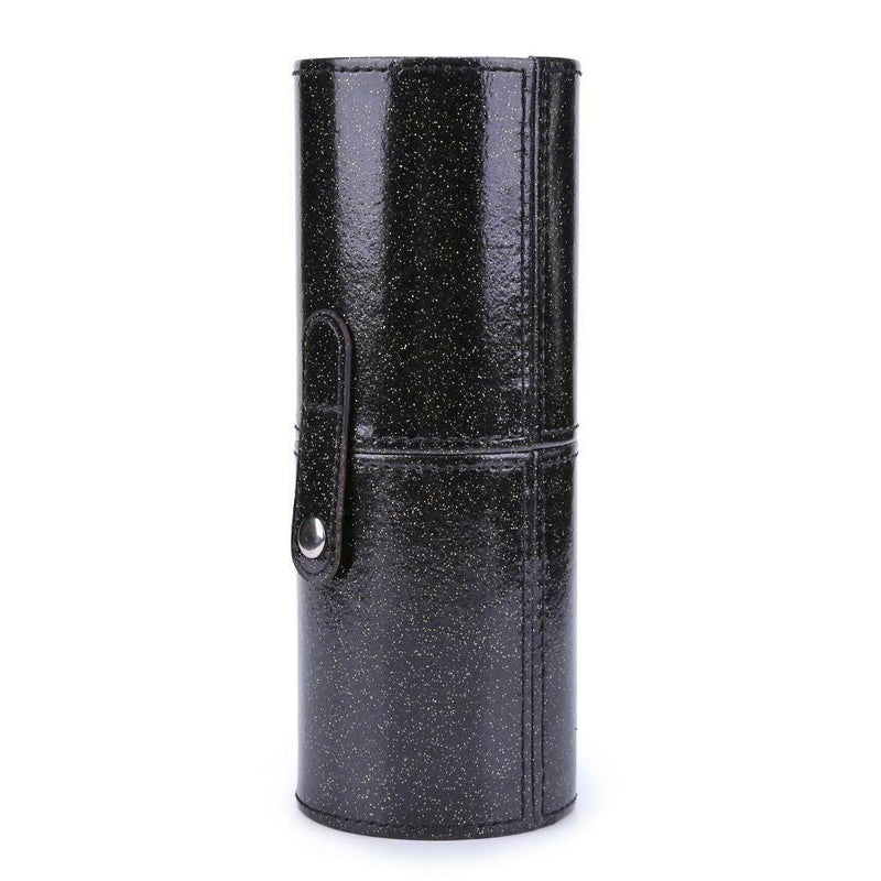 Portable PU Leather Cosmetic Storage Box Makeup Pen Brush Cup (S Black) A