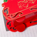 Xmas Music Box Christmas Clockwork Sleigh Santa Claus Kids Toys Wind Up Red