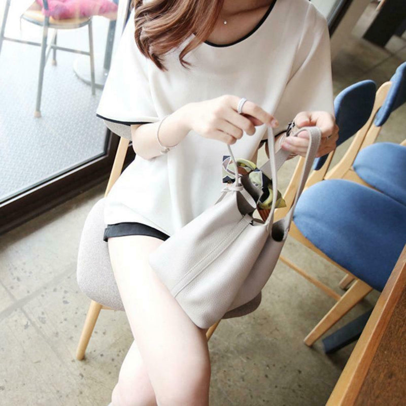 Women Bottom T-Shirt Solid Color Half Sleeve O-neck Tee Shirt (White XXL)