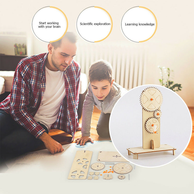 DIY Mechanical Gear Assembly Materials Kit Kids Science Physics Experiment Toys