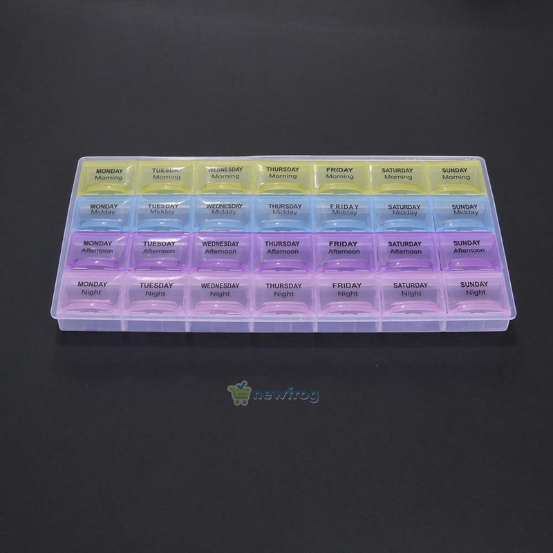 28 Slots Compartments Weekly Pills Box 7 Days Medicine Organizer Container Case