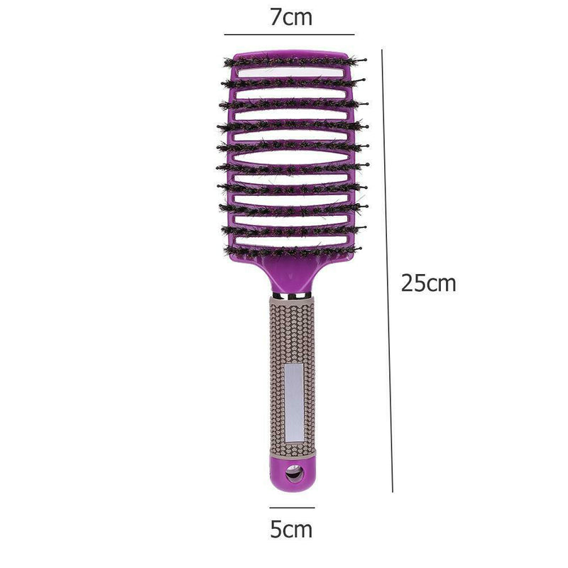 Scalp Massage Bristle Hair Comb Curly Straight Anti Static Hairbrush(Purple