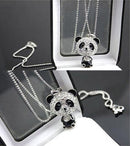 Luxury Shinning Crystal Rhinestone Necklace Panda Bear Sweater Pendant Gift