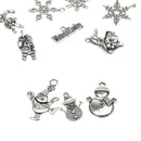 10x Multi Style Snowflake Snowman Christmas Charms Pendants for DIY Jewelry