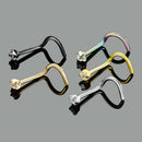 5 Pieces 20g Crystal Rhinestone Inlaid Stainless Steel Ear Nose Stud Curved