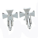 Stainless Steel Men Cuff Link CUFFLINKS Shirt Set Iron Cross Windmill--Blue
