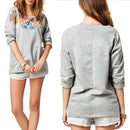Women New Printed Long Sleeve Round Neck Loose T-shirt Casual Blouse XL