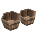 2PIECE Wooden Planter Whiskey Barrel Flower Hexagon Top Box for Garden Home S+M