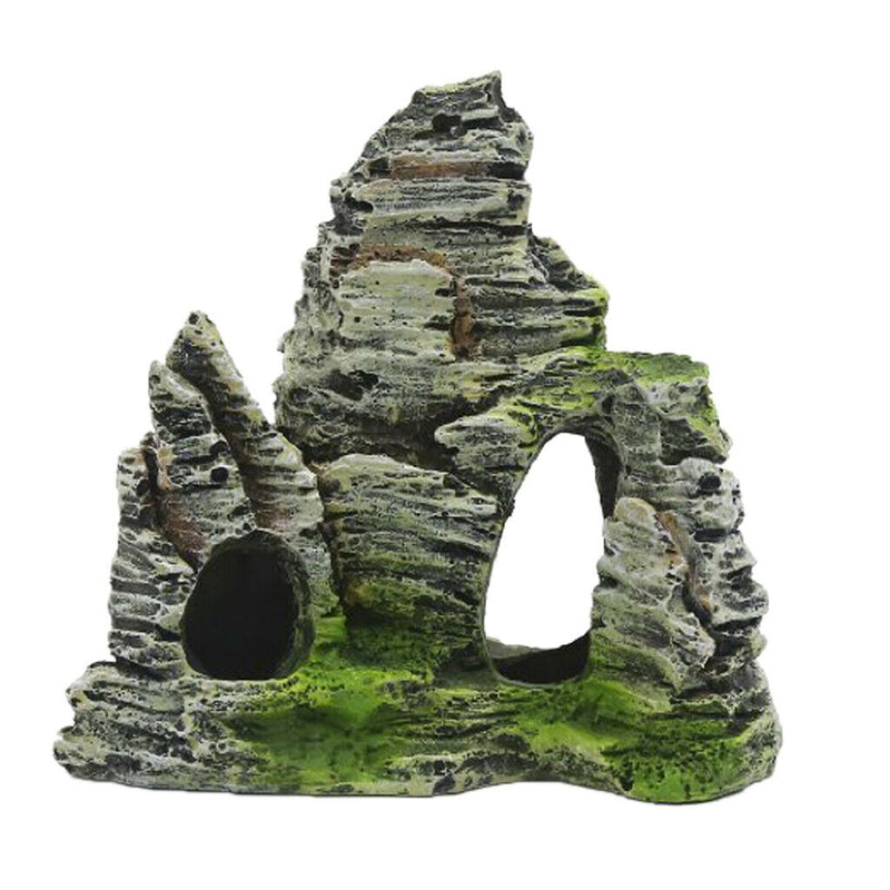 Set of 2, Artificial Mountain & Hollow Tree with Fish Cave Fish Tank Aquarium