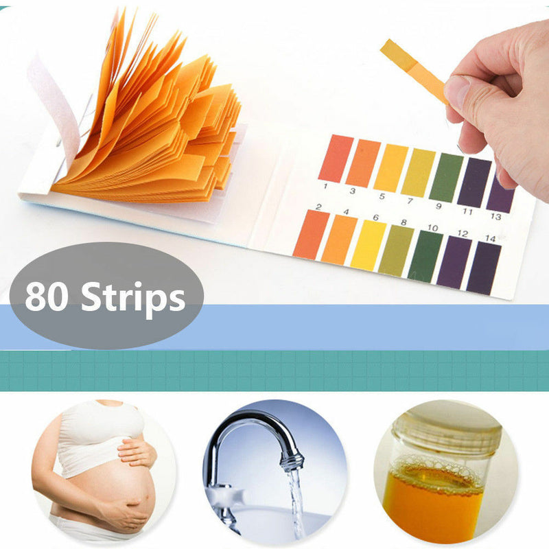 80x pH Test Strips Litmus Paper 1-14 Alkaline Urine Saliva Acid Soil