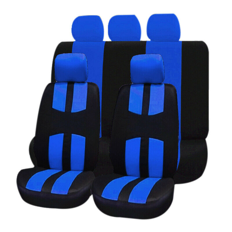 9Pcs Car Universal Front And Rear Seat Cover Seat Cover Decoration Blue R9F9