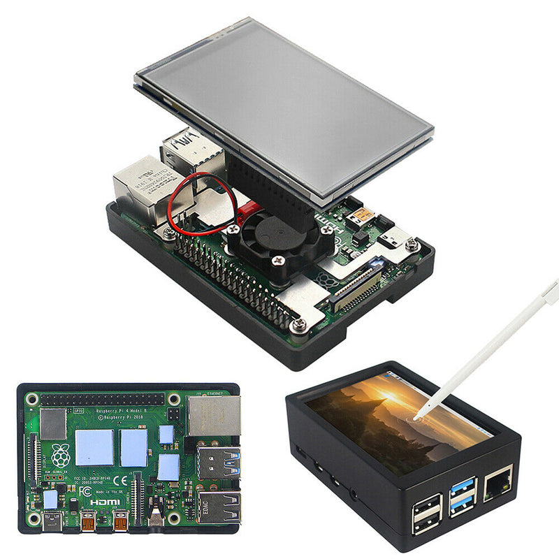 3.5 inch TFT Touch Screen with Case Fan Radiator Kit for Raspberry Pi 4B