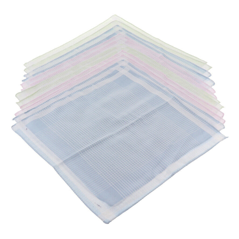 12pcs Men Women Classic Plaid Cotton Pocket Handkerchief Pocket Square Hanky