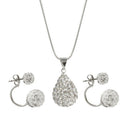 Fashion Crystal Ball Waterdrop Necklace Earrings Jewelry Set For Wedding Part Gw