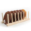 Wood Plate Holder Dish Rack Drain Storage Display Stand Kitchen OrganizerS Bj