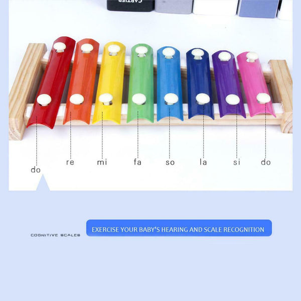 Small Wooden 8 Scales Octave Xylophone Percussion Instrument Education Toys A#S