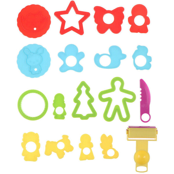18PCS Kids Plasticine Mould Tools DIY Children Clay Cutters Roller Moulds OZ