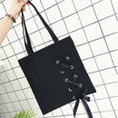 New Women's Casual Lace-up Canvas Tote Bag Female Canvas Shoulder Bags cros