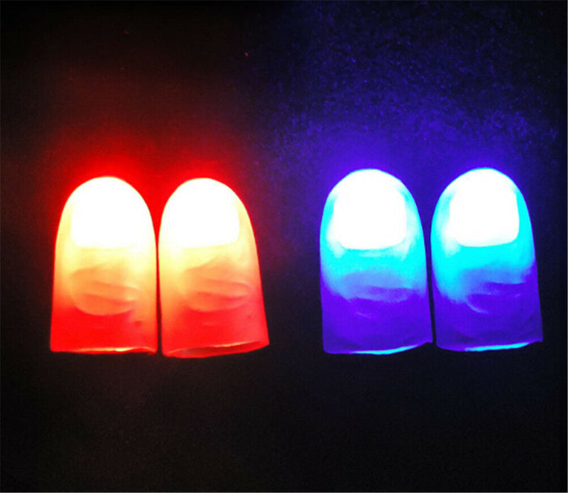 2Pcs Magic Trick Props Novelty LED Light Flashing Fingers Kids Glow Toys SP