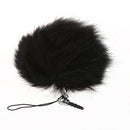 Black Rabbit Fur Ball Phone Cellphone String Charm Strap Anti Dust Plug 80m