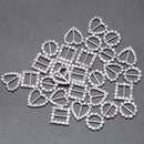 30pcs Heart + Round + Square Shape Ribbon Buckle Sliders for DIY Craft Wedd Z2Z4
