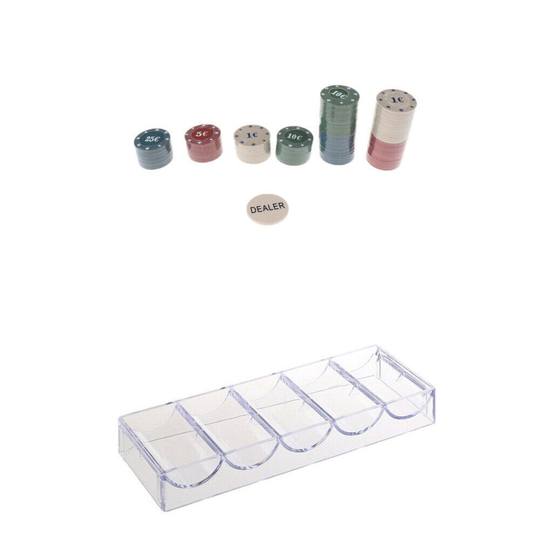 Acrylic Poker Chip Tray Storage Case Container and Poker Chips Set - 100 Chips