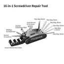 Bike Tire Puncture Repair Tools Kit & Air Pump & 16 In 1 Multi-Function Mechanic