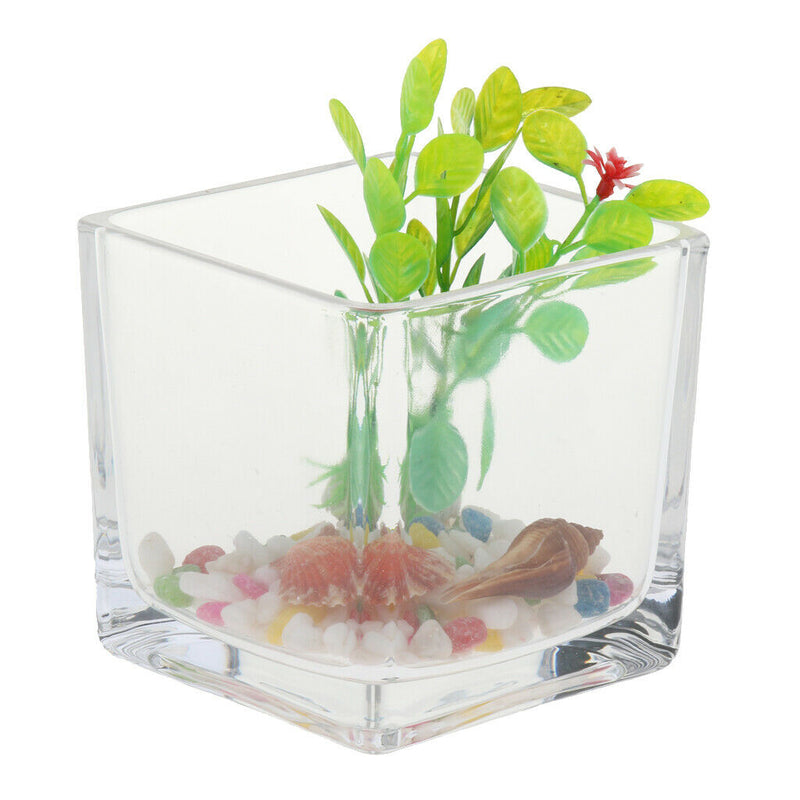 Square Transparent Glass Bowl Clear Vase Fish Turtle Tank Jar Wedding Decor