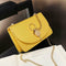 Fashion Women Messenger Bag Leather Pure Color Chain Shoulder Bag (Yellow)